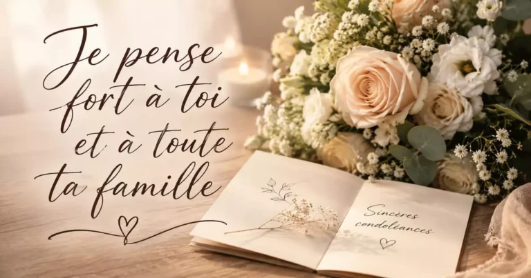 bouquet fleurs pâles carte condoléances manuscrite message soutien deuil famille