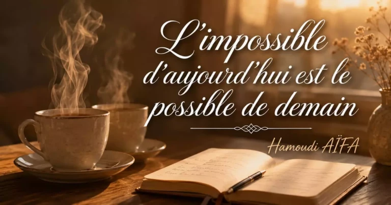 deux tasses thé carnet table bois citation vie couple lumière douce