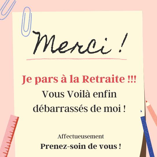 Une image drôle pour dire aurevoir à ses collègues avec humour