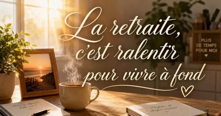 bureau plante verte tasse café lumière matinale message bonne retraite nouveau départ