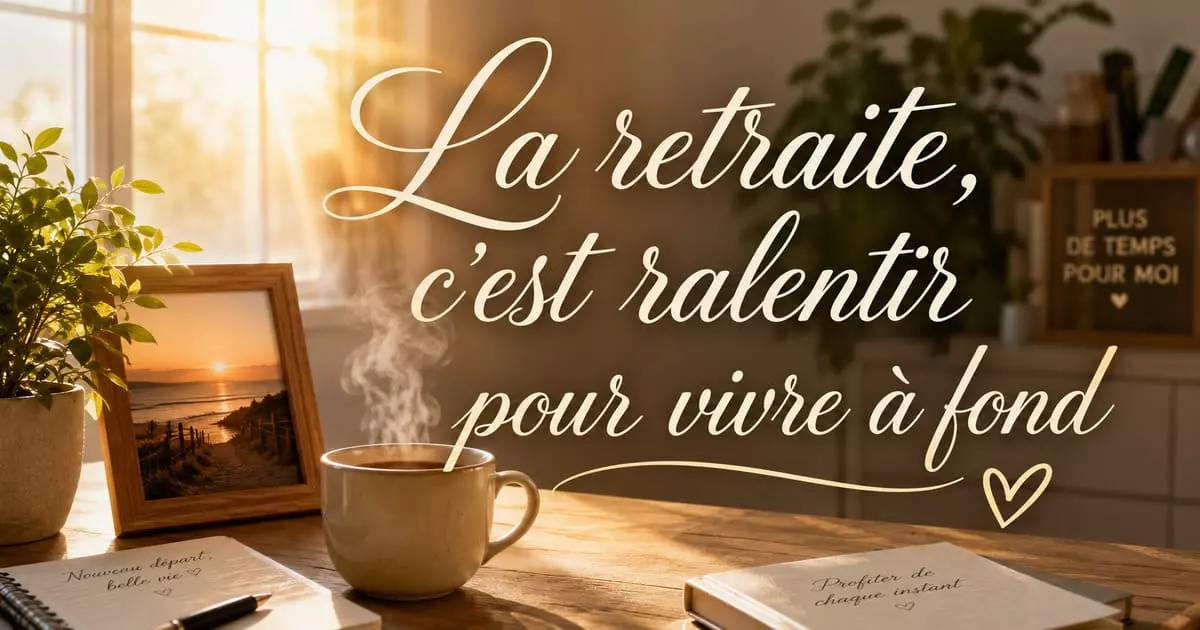 Message de bonne retraite à copier pour un collègue ou un proche Table de bureau avec cadre photo, plante verte et lumière chaleureuse évoquant un nouveau départ vers la retraite