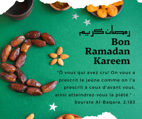 Image originale pour souhaiter un bon Ramadan à ses amies musulmanes et amis musulmans.