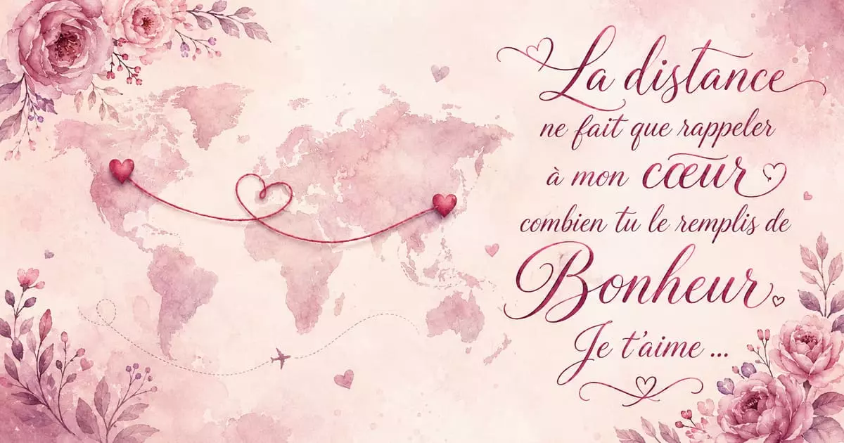 Belle carte d'amour pour dire je t'aime à son amour qui est loin de soi