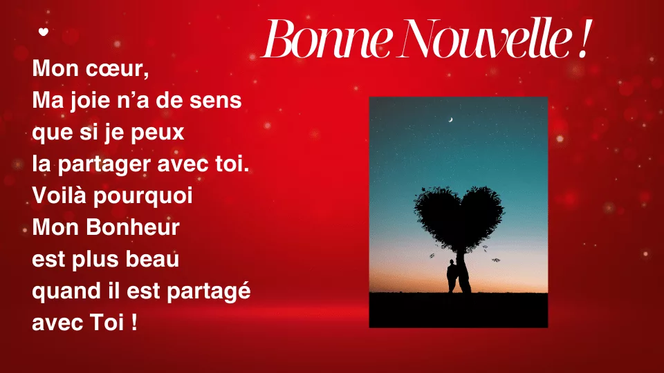 Messages de bonne nouvelle à annoncer à l’être aimé avec amour et émotions