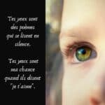 Beaux-messages-de-voeux-pour-aimés,voeux-romantiques-poésie-vision,Message d'amour poétique avec un regard d'enfant dans une photo de voeux,image d'un œil d'enfant pour des messages de vœux touchants et poétiques,représentant la beauté de l'amour et de l'espoir pour les messages de voeux.