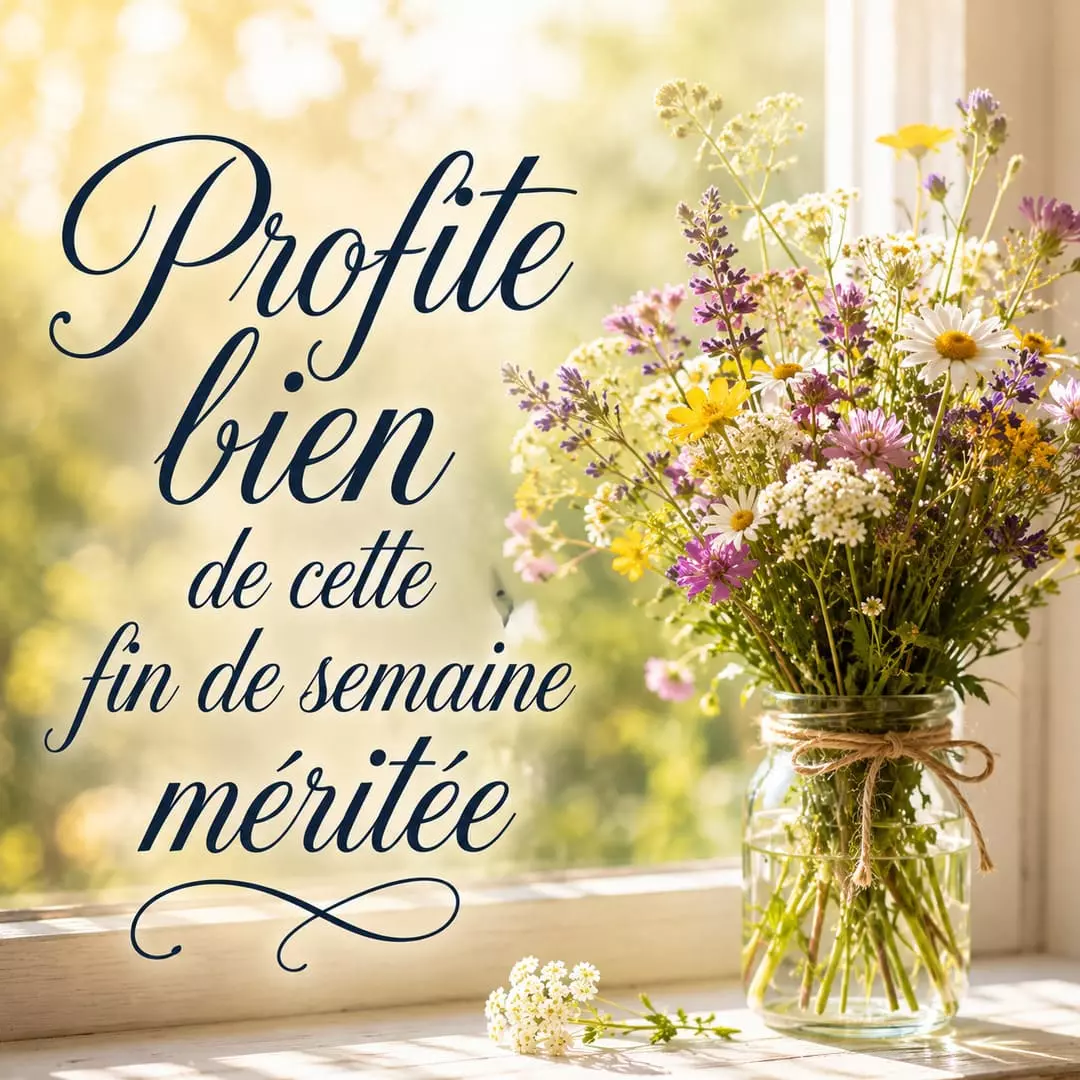 Bouquet de fleurs des champs dans un vase sur un rebord de fenêtre ensoleillé, ambiance samedi matin joyeuse